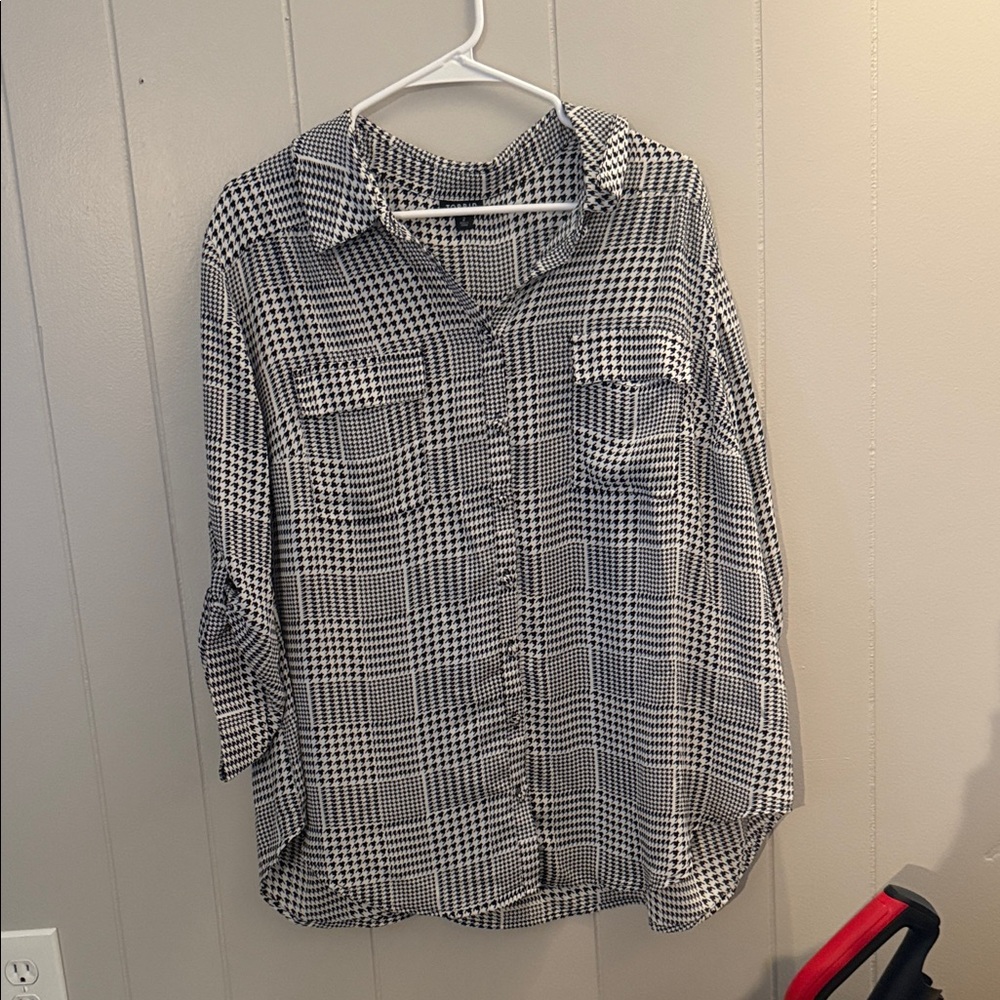 Torrid Black and White Checkered Blouse